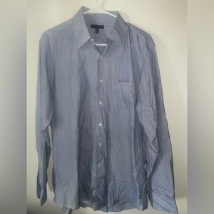 Men BURBERRY LONDON Blue Cotton Long Sleeve Dress Shirt Size Medium 15 1/2 / 35‎